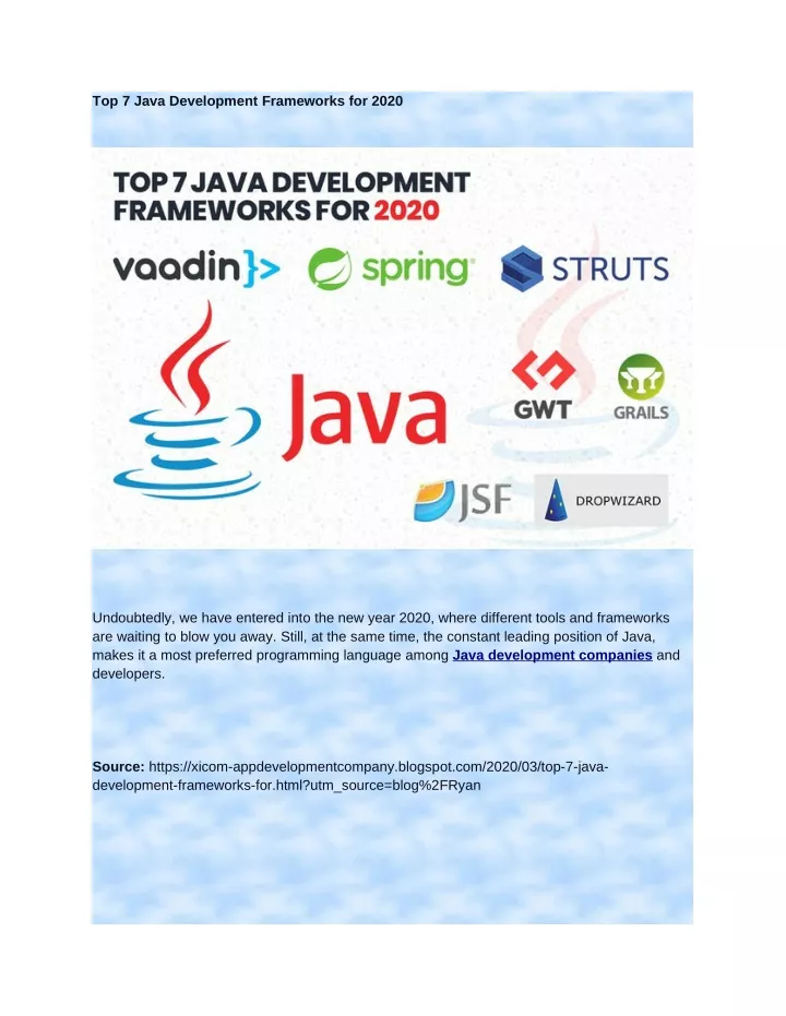 top 7 java development frameworks for 2020