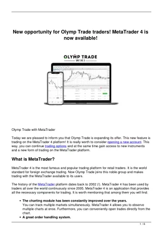 new opportunity for olymp trade traders