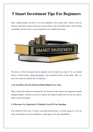 5 Smart Investment Tips For Beginners