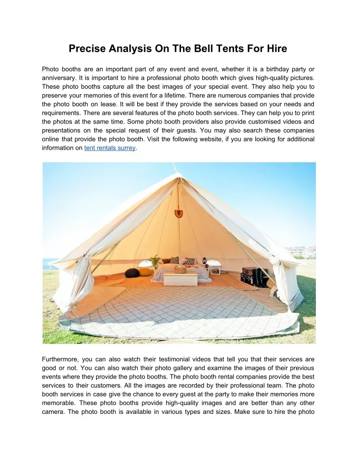 precise analysis on the bell tents for hire