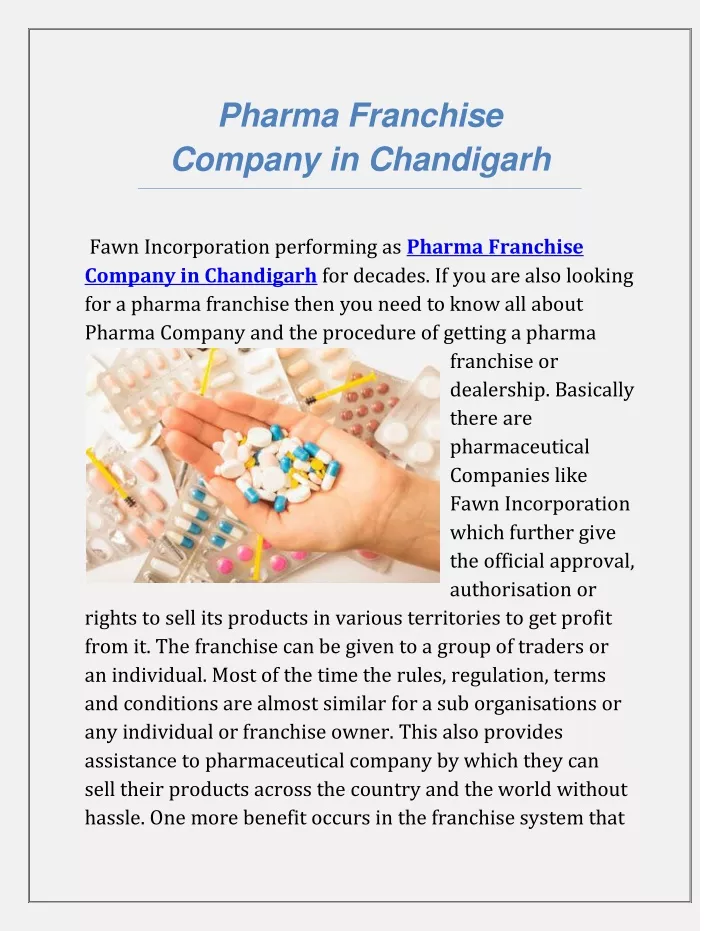 pharma franchise company in chandigarh