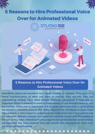 5 reasons to Hire your professional voice over for animated videos