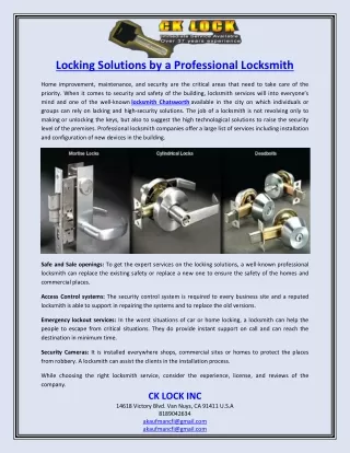 locking solutions by a professional locksmith