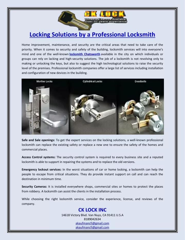 locking solutions by a professional locksmith