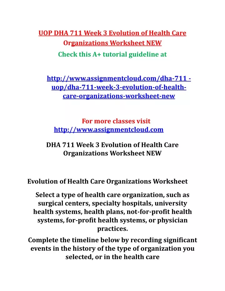 uop dha 711 week 3 evolution of health care