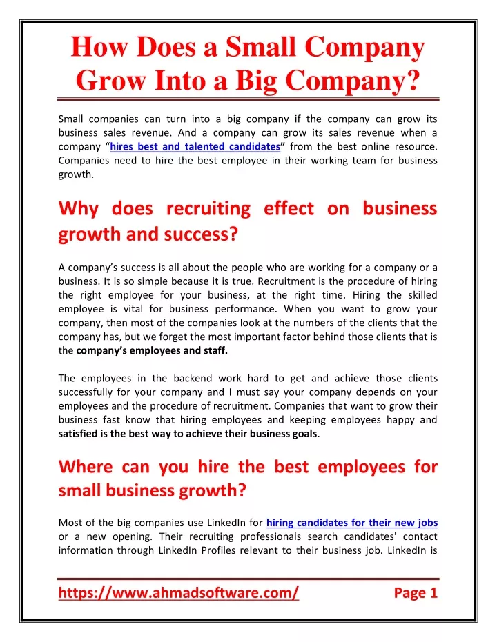 how does a small company grow into a big company