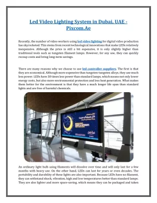 led video lighting system in dubai uae pixcom ae