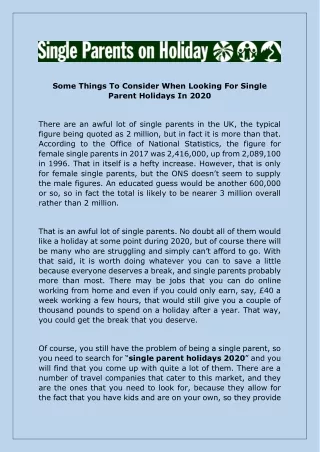 some things to consider when looking for single