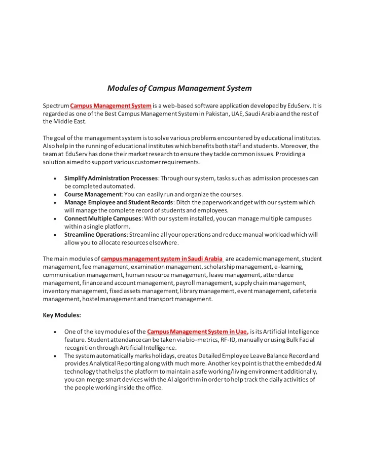 modules of campus management system