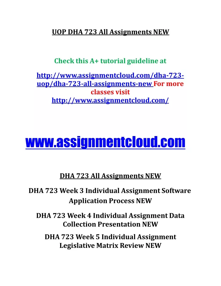 uop dha 723 all assignments new