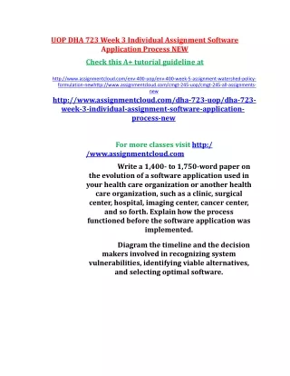 uop dha 723 week 3 individual assignment software