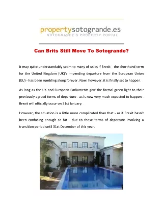 can brits still move to sotogrande