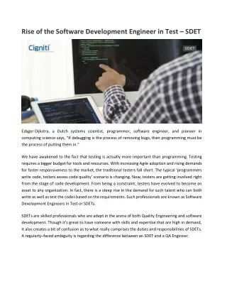 rise of the software development engineer in test