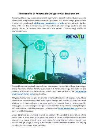 Wind Turbine Manufacturers In India - Revayu Energy