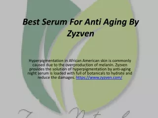 Hyperpigmentation In African American Skin From Zyzven