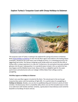 Explore Turkey’s Turquoise Coast with Cheap Holidays to Dalaman