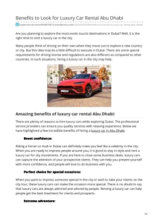 Benefits to Look for Luxury Car Rental Abu Dhabi