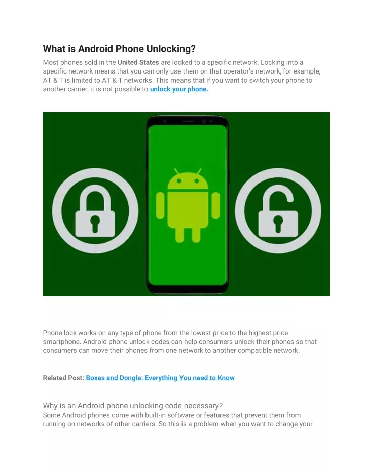 what is android phone unlocking