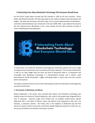 9 interesting facts about blockchain technology