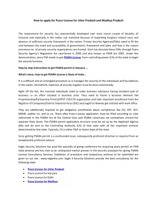 how to apply for psara license for uttar pradesh