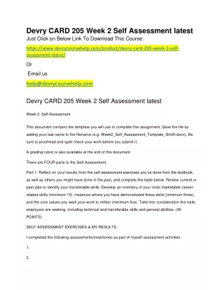 devry card 205 week 2 self assessment latest just