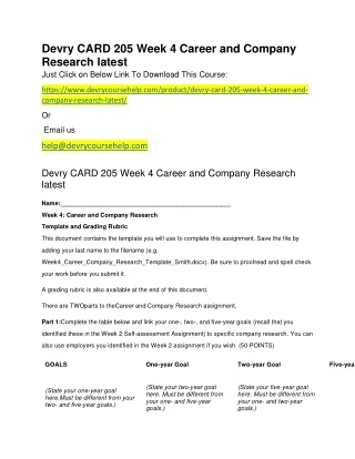devry card 205 week 4 career and company research