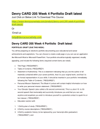 devry card 205 week 4 portfolio draft latest just