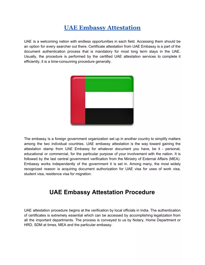 uae embassy attestation