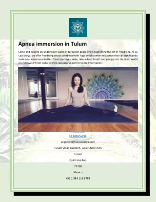 apnea immersion in tulum