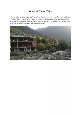 Cottages in Tirthan Valley