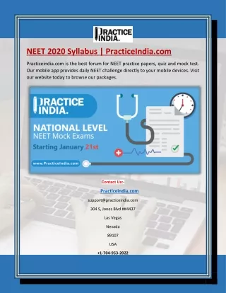 NEET 2020 Syllabus | PracticeIndia.com