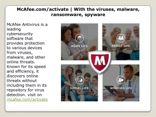 mcafee com activate with the viruses malware