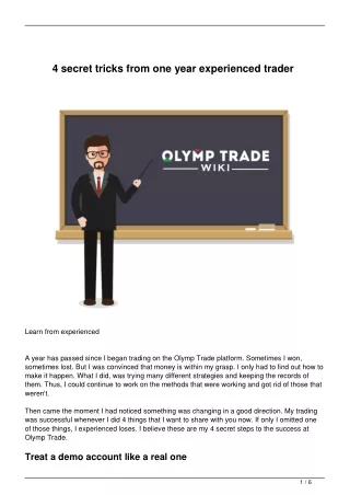 4 secret tricks from one year experienced trader