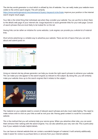 the site key words generator is a tool which