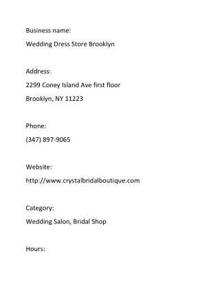 Wedding Dress Store Brooklyn