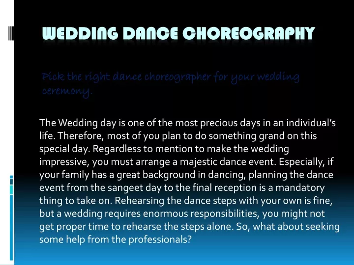 pick the right dance choreographer for your wedding ceremony
