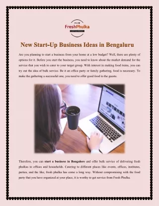 New Start-Up Business Ideas in Bengaluru