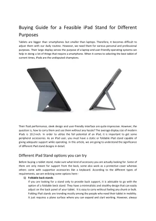 Buying Guide for a Feasible iPad Stand for Different Purposes