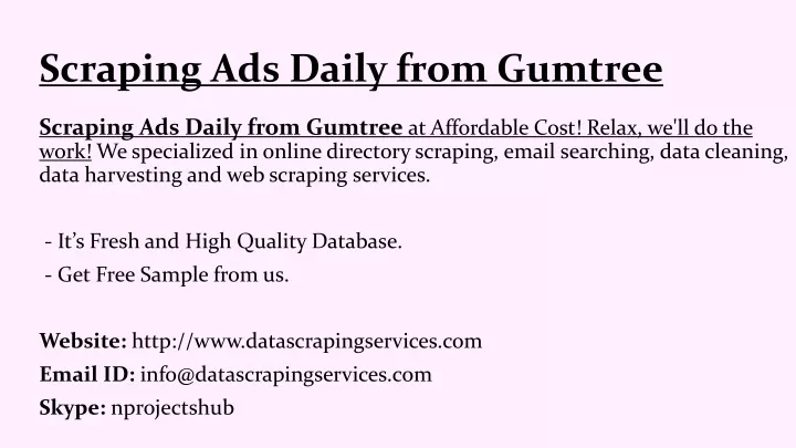 scraping ads daily from gumtree