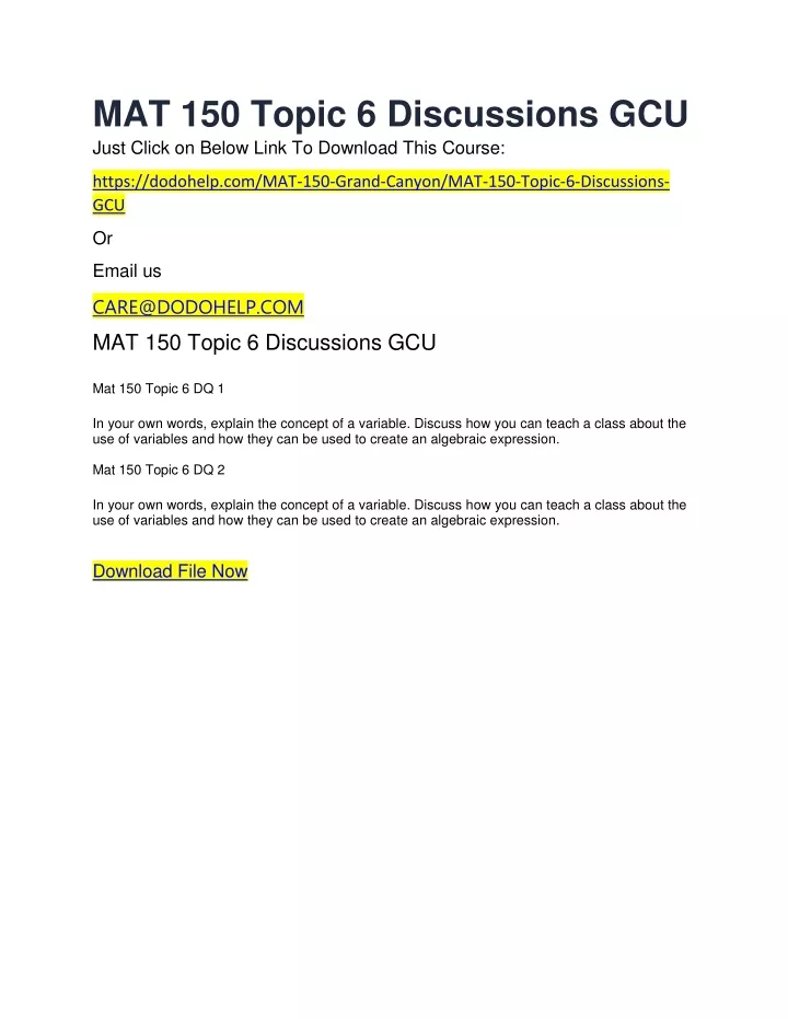 mat 150 topic 6 discussions gcu just click