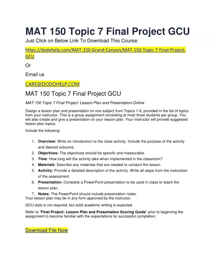 mat 150 topic 7 final project gcu just click