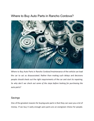 Where to Buy Auto Parts in Rancho Cordova?