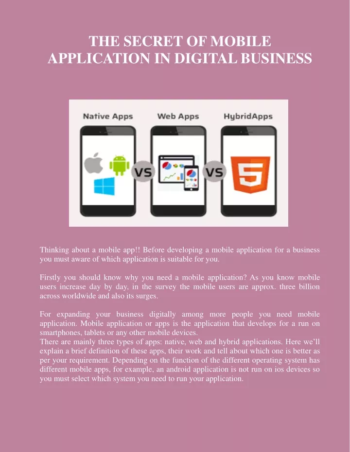 the secret of mobile application in digital