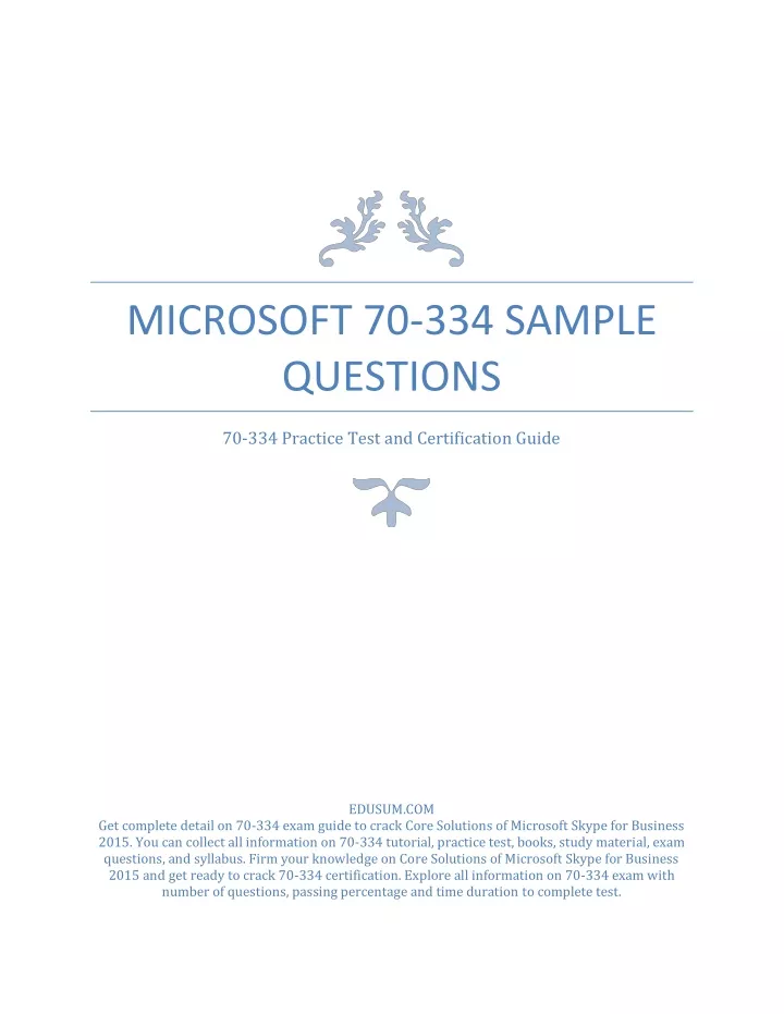 microsoft 70 334 sample questions