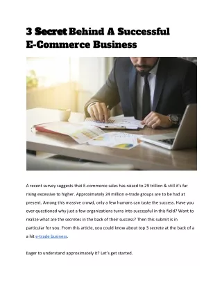 3 Secret Behind A Successful E-Commerce Business