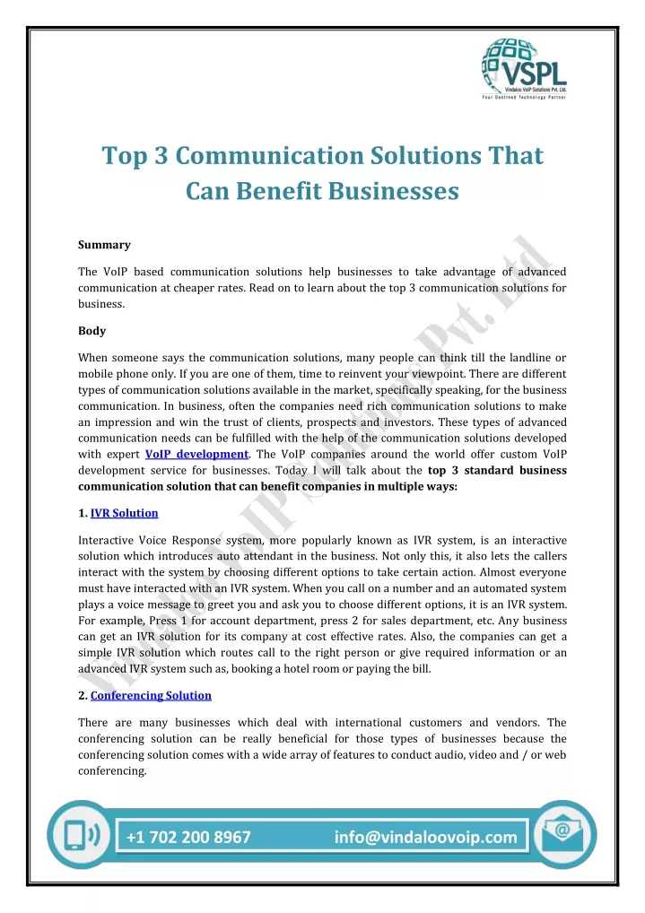 top 3 communication solutions that can benefit