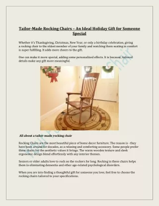 Tailor-Made Rocking Chairs – An Ideal Holiday Gift for Someone Special