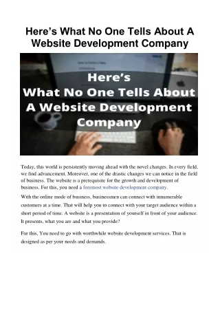 Here’s What No One Tells About A Website Development Company