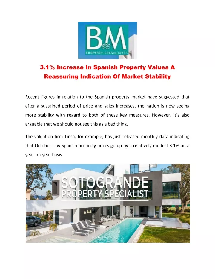 3 1 increase in spanish property values