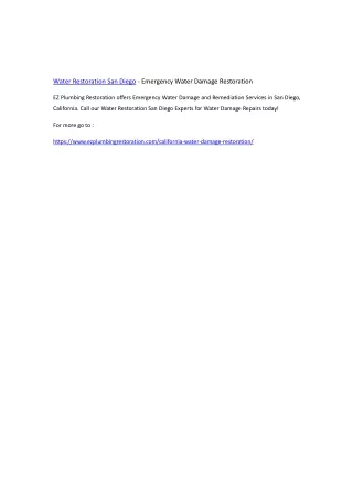 water restoration san diego emergency water